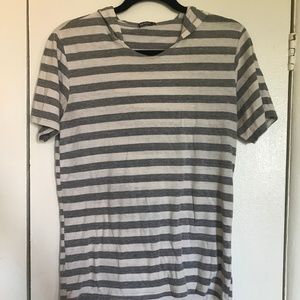 COPY - Grey Striped Hooded T-Shirt